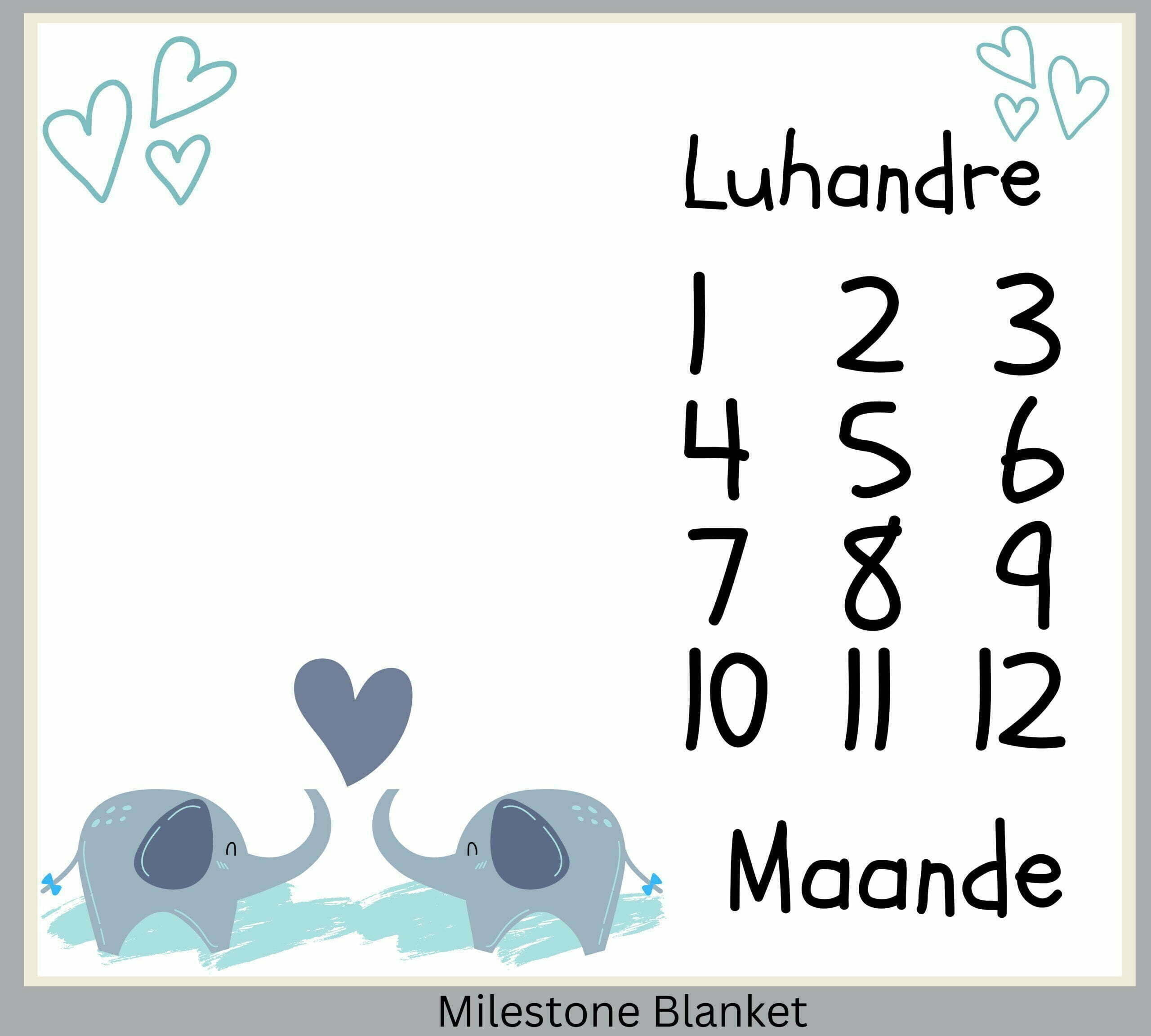 Elephant 2 Milestone Blanket Afr