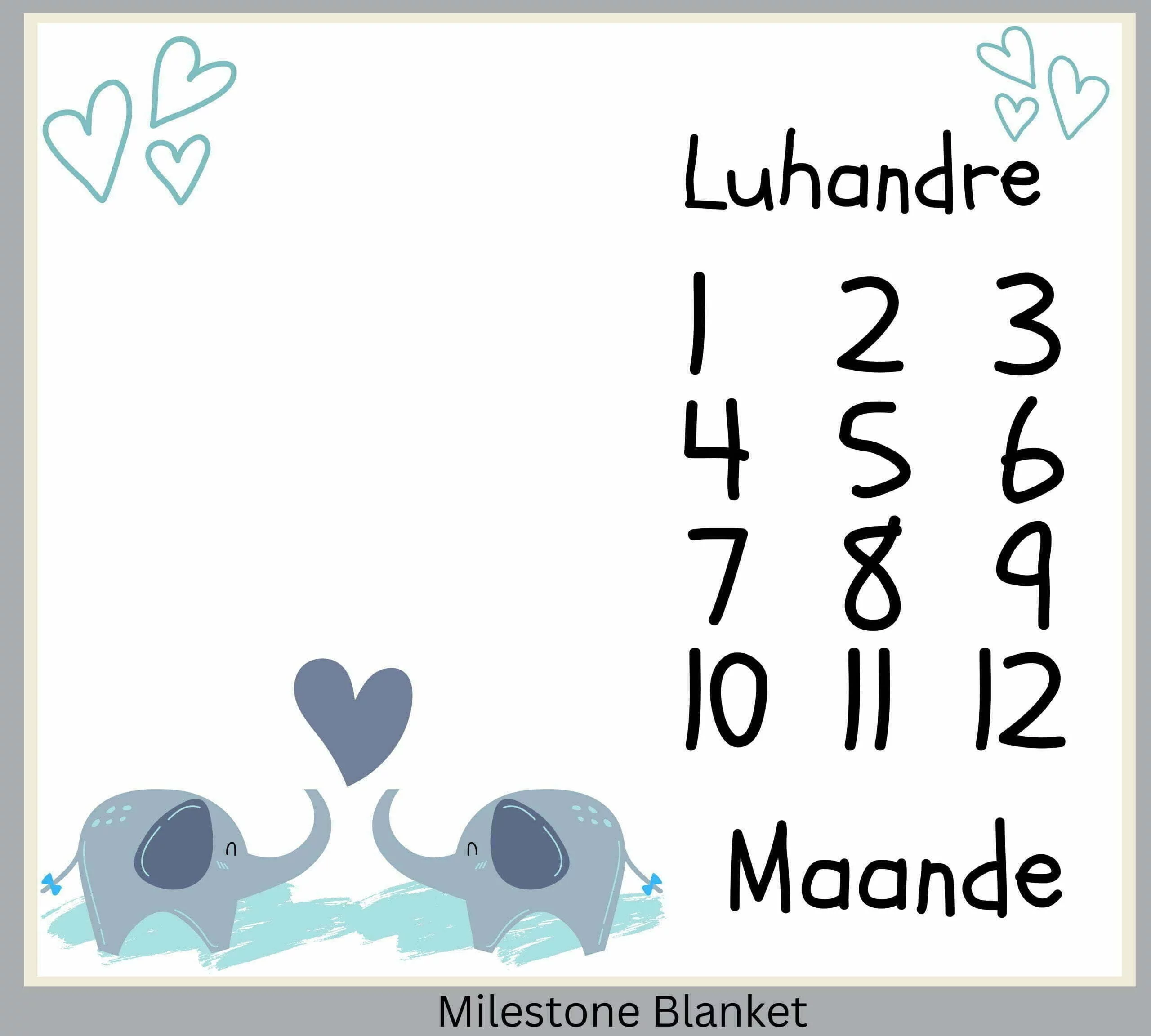 Elephant 2 Milestone Blanket Afr
