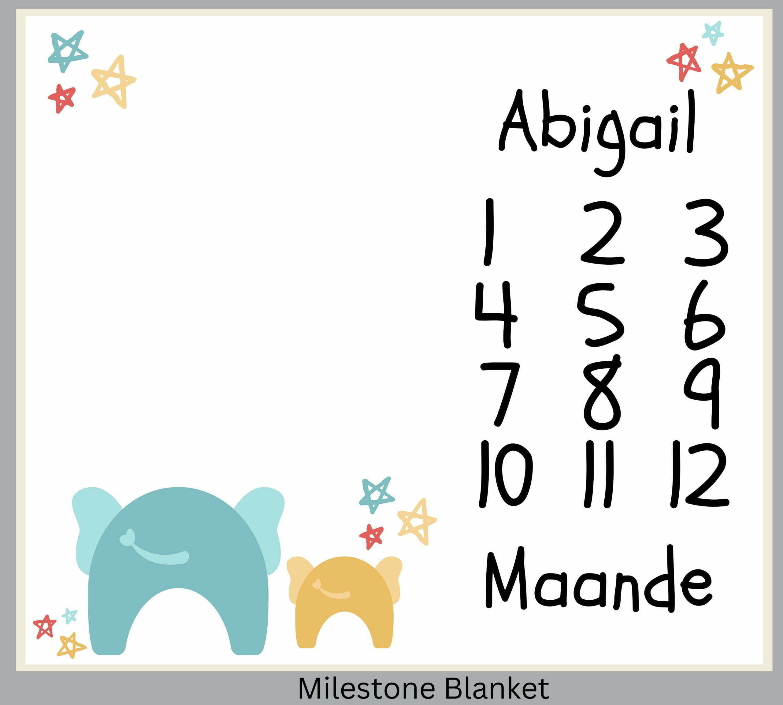 Elephant Milestone Blanket Afr