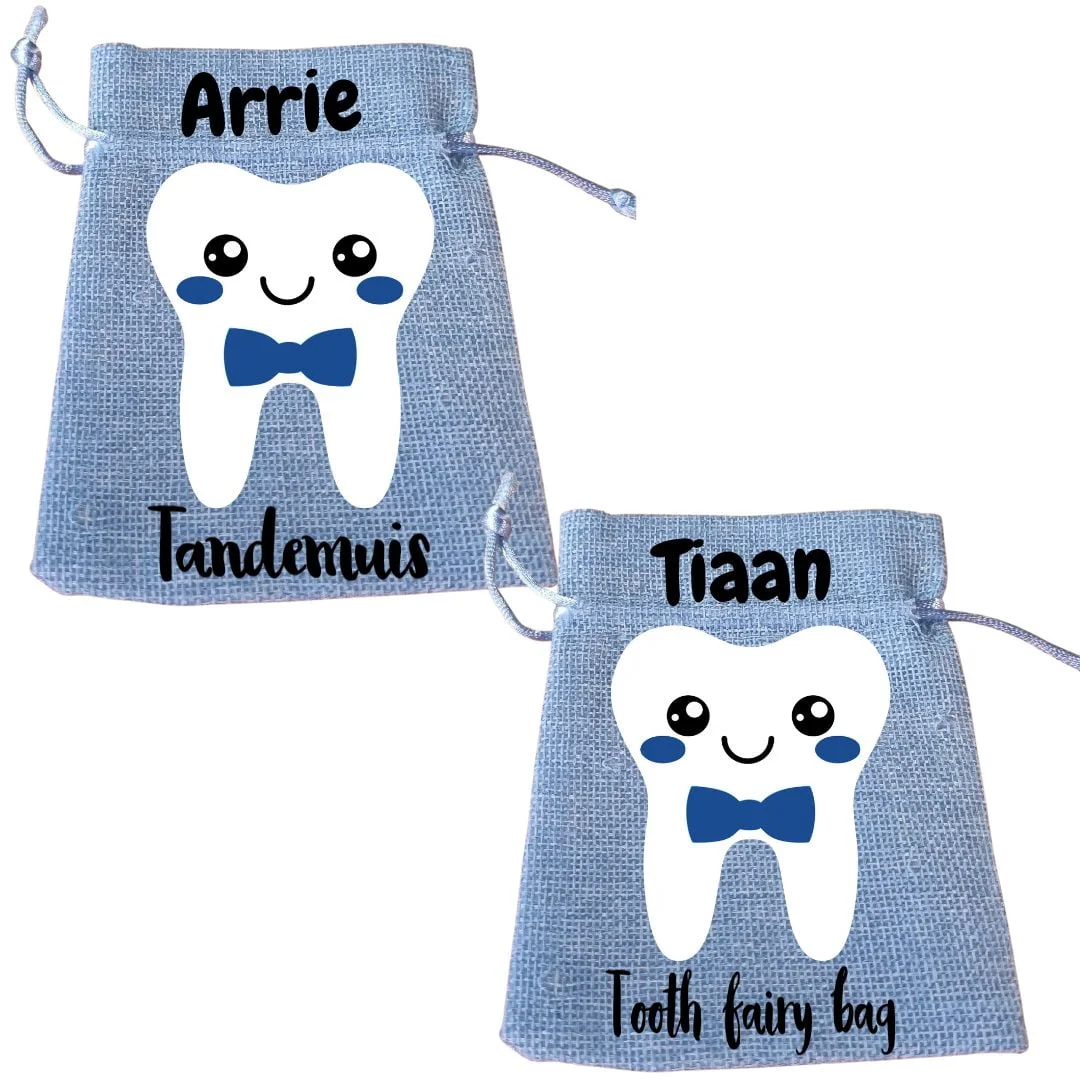 Tooth fairy bag_blue woven
