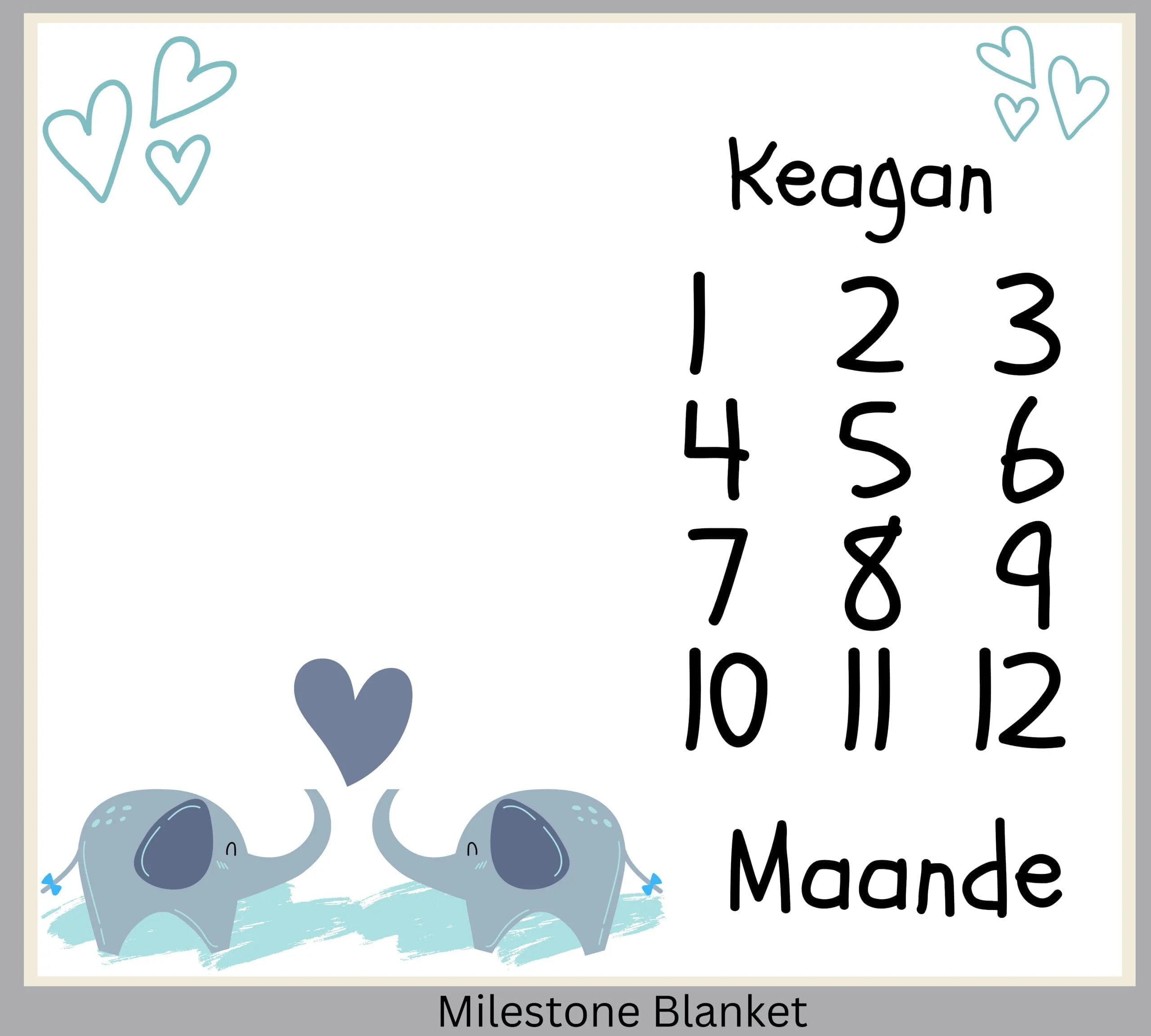 Elephant 2 Milestone Blanket Eng