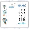 Blue Hot Air BalloonMilestone Blanket - Eng