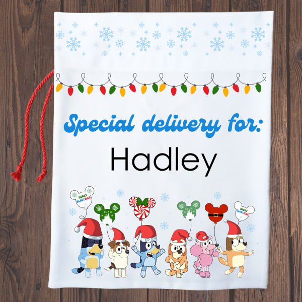 Bluey Christmas Sack Mockup Flat - Eng