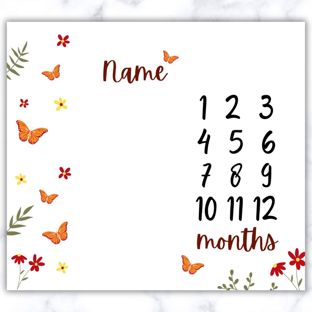 Butterflies Milestone Blanket - ENG
