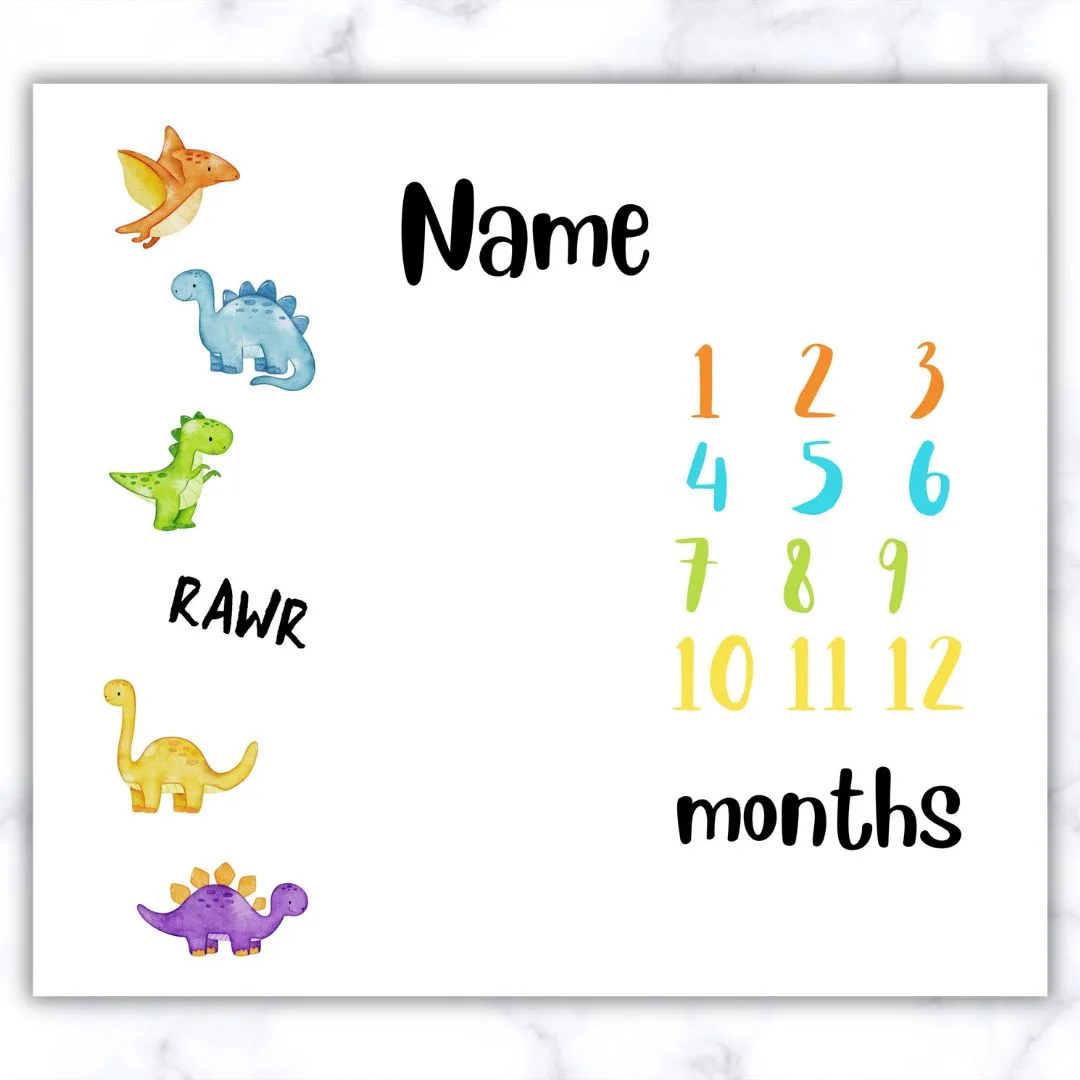 Dino Friends Milestone Blanket