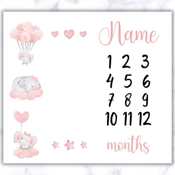 Elephant Milestone Blanket - Eng