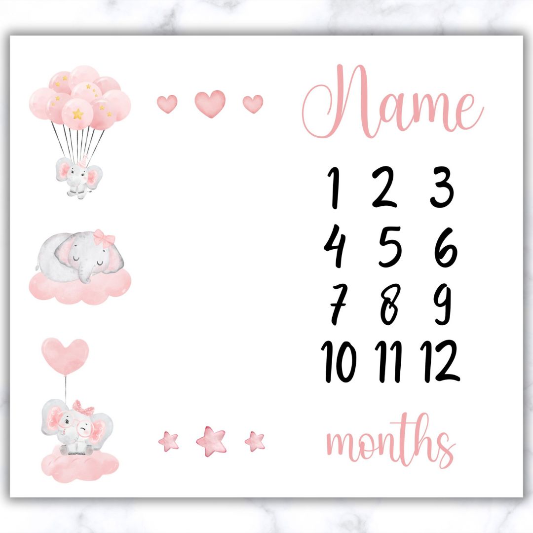 Elephant Milestone Blanket - Eng
