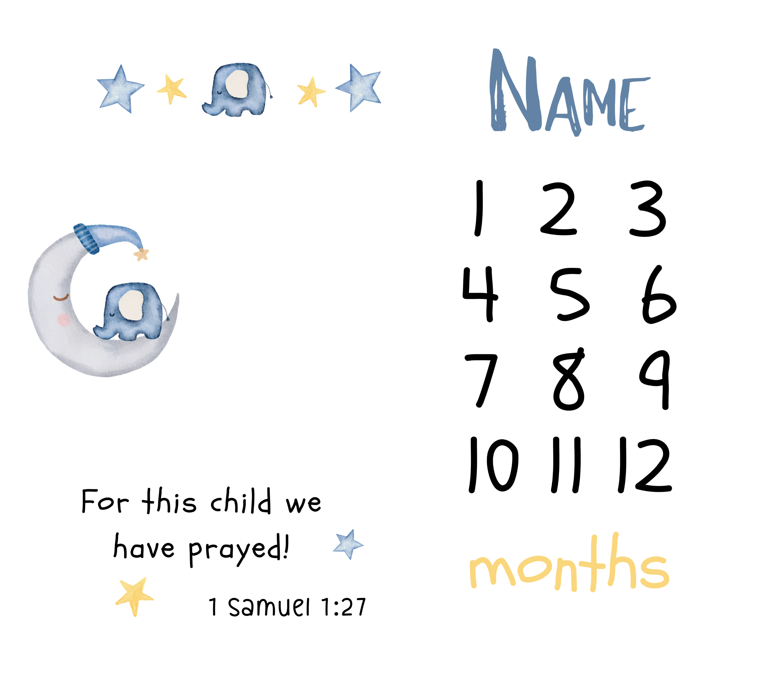 Elephant Moon Milestone Blanket English