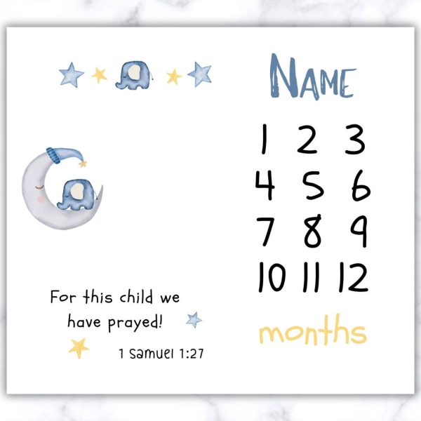 Elephant Moon Milestone Blanket