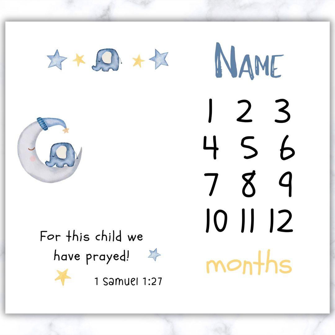 Elephant Moon Milestone Blanket