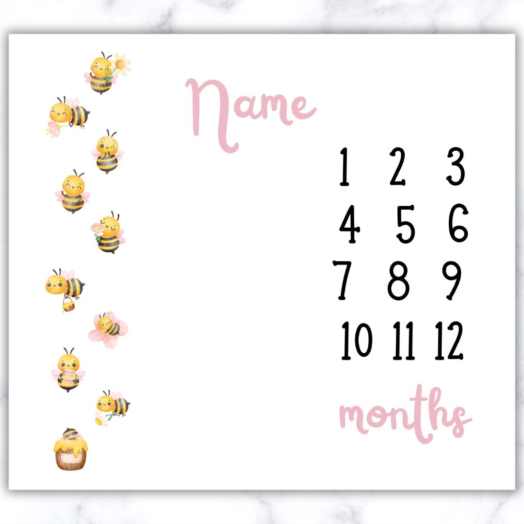 Girly Bee Milestone Blanket