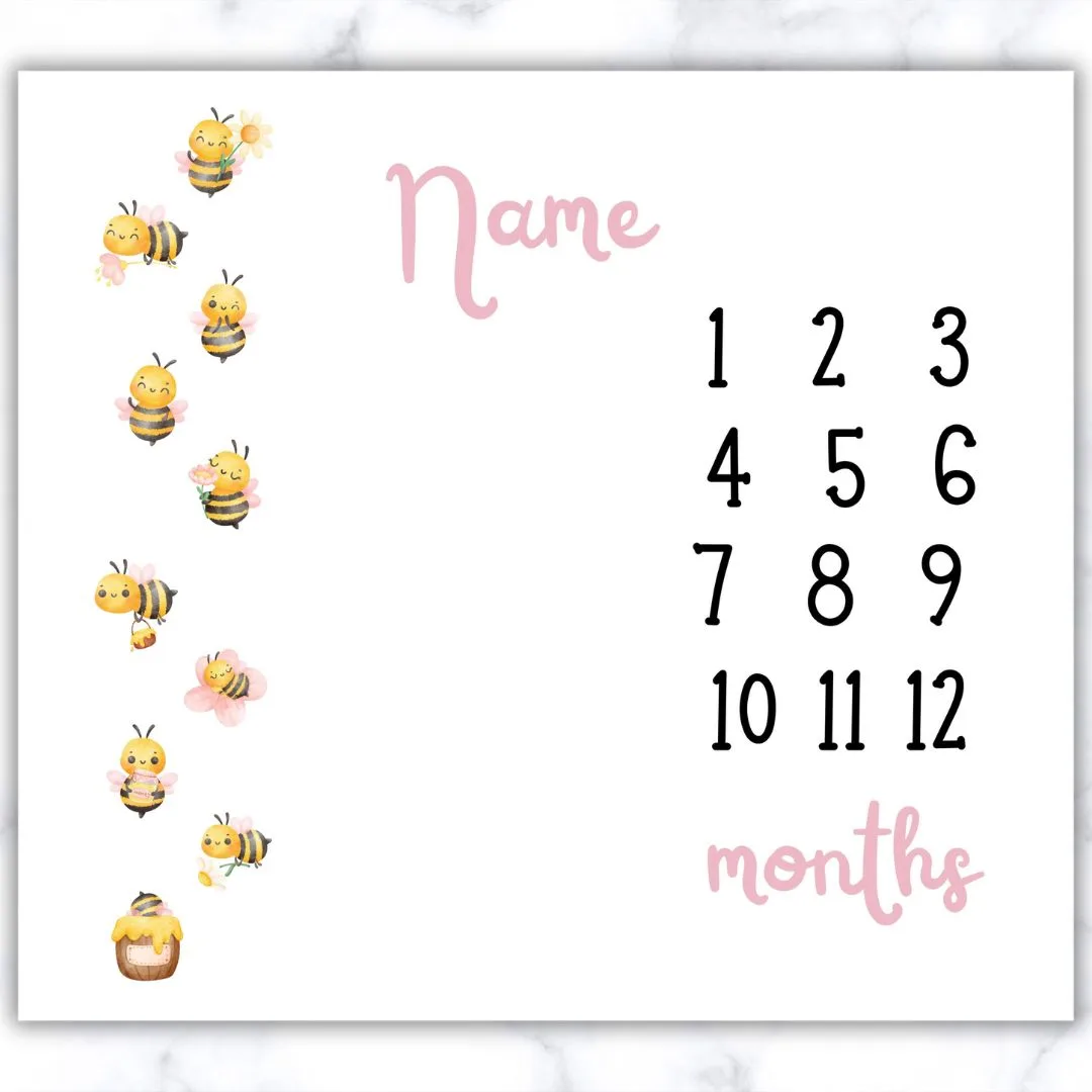 Girly Bee Milestone Blanket