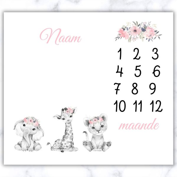 Girly Wildlife Milestone Blanket