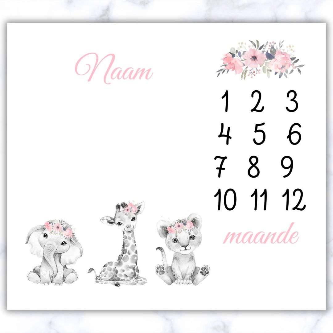 Girly Wildlife Milestone Blanket