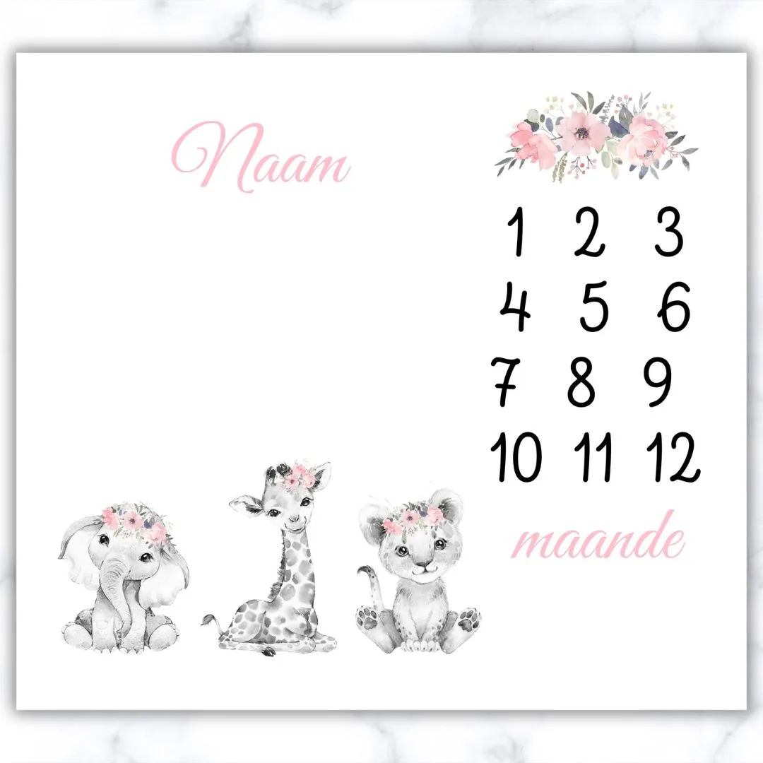 Girly Wildlife Milestone Blanket