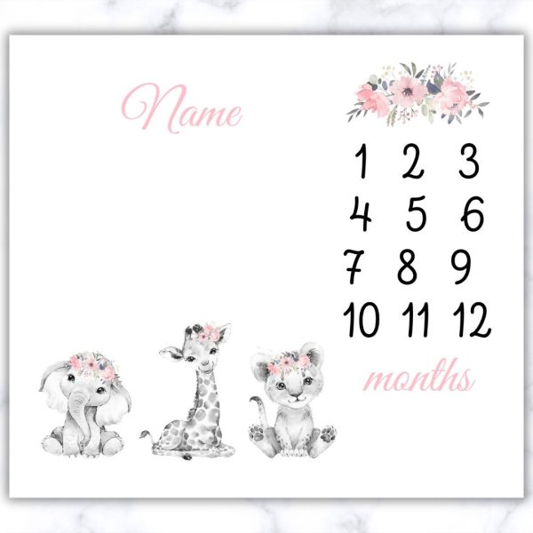 Girly Wildlife Milestone Blanket