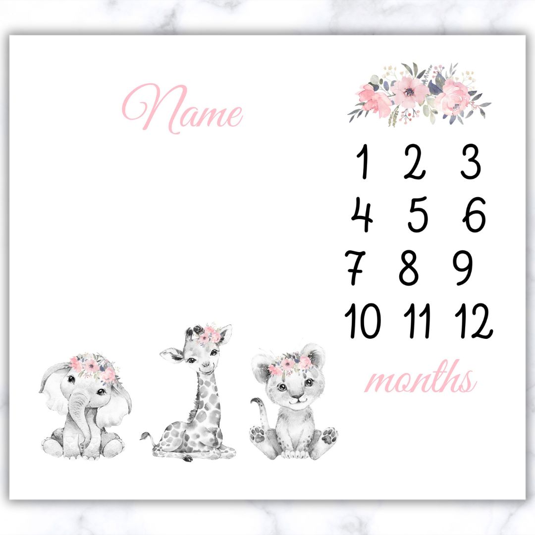 Girly Wildlife Milestone Blanket