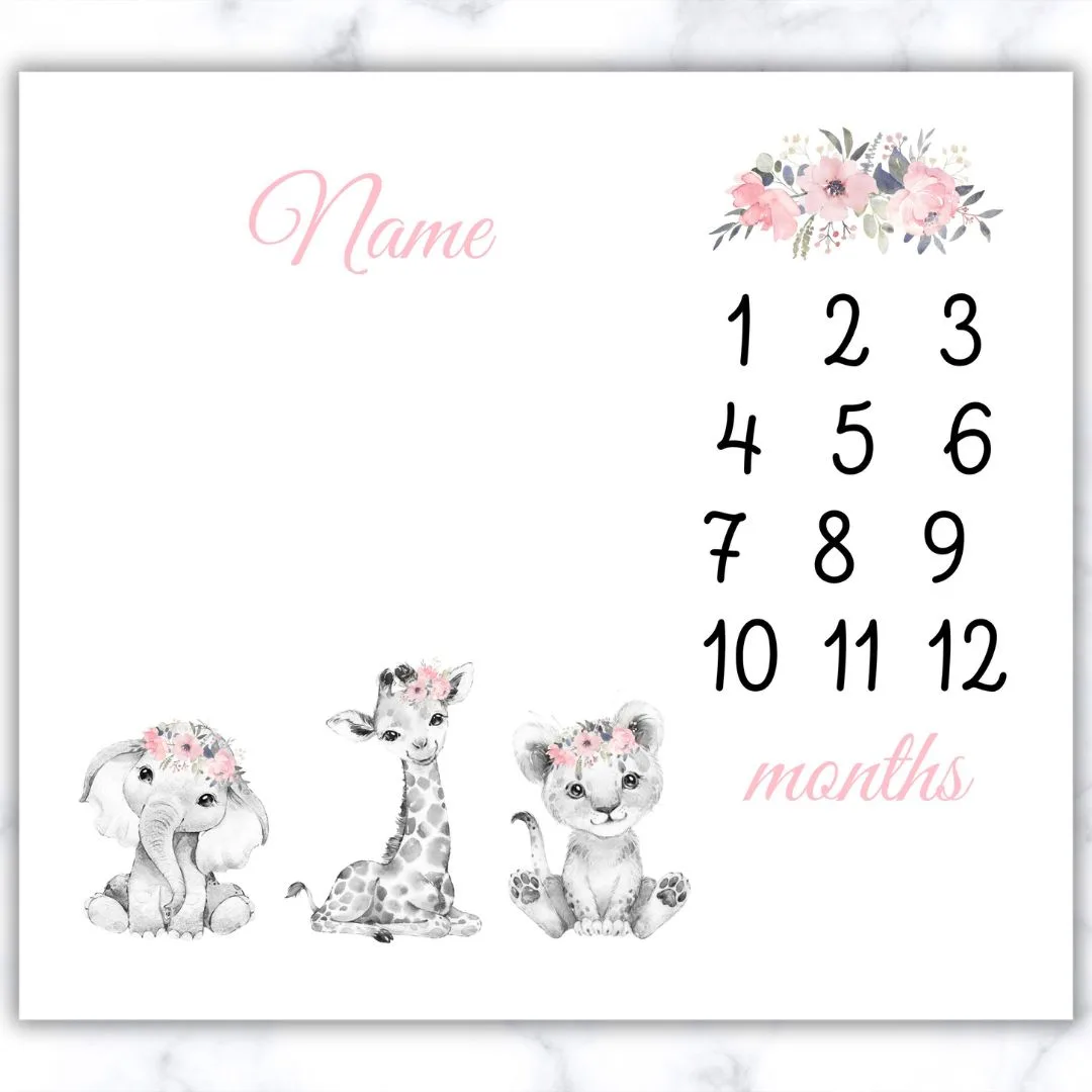 Girly Wildlife Milestone Blanket