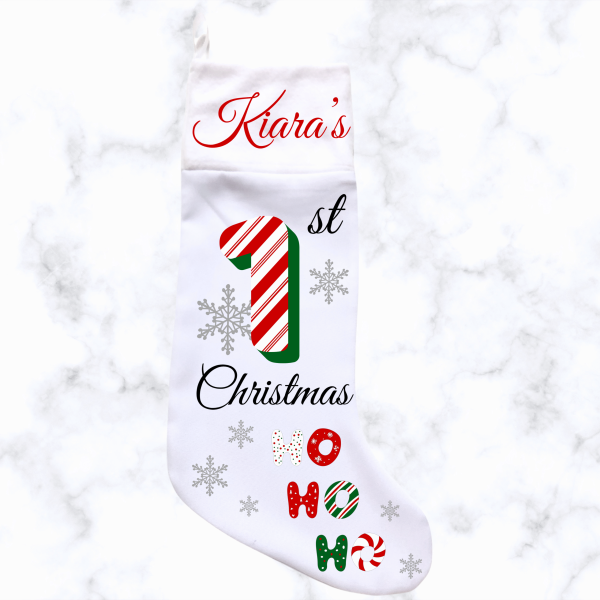 My 1st Christmas Candy Cane Eng - White