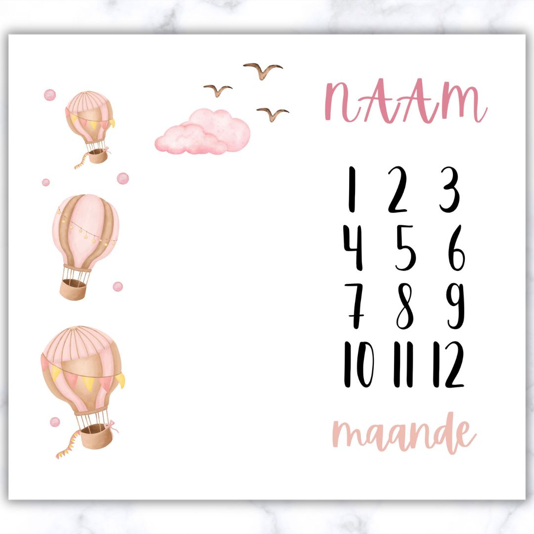 Pink Hot Air Balloons Milestone Blanket