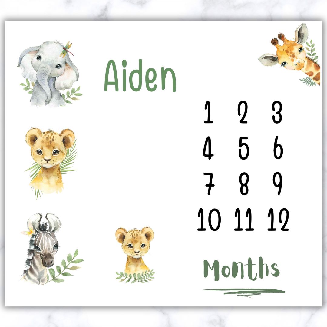 Safari Animals Milestone Blanket