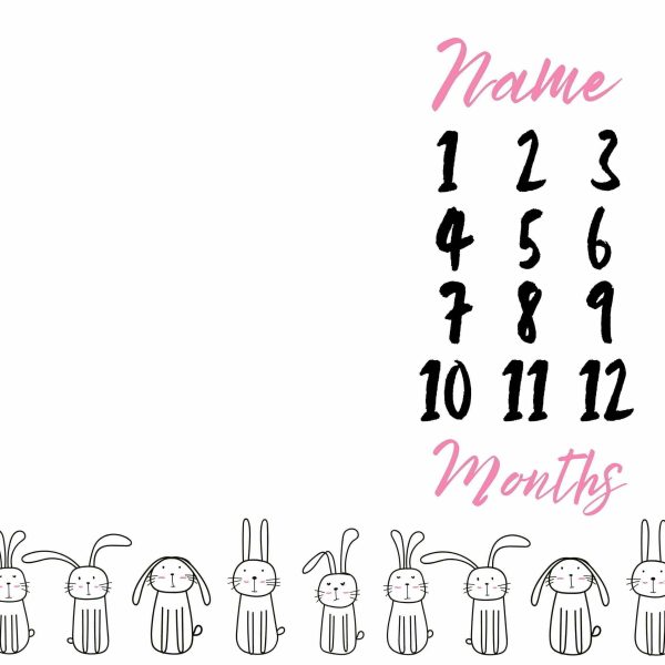 Cute Bunnies for Girls Milestone Blanket