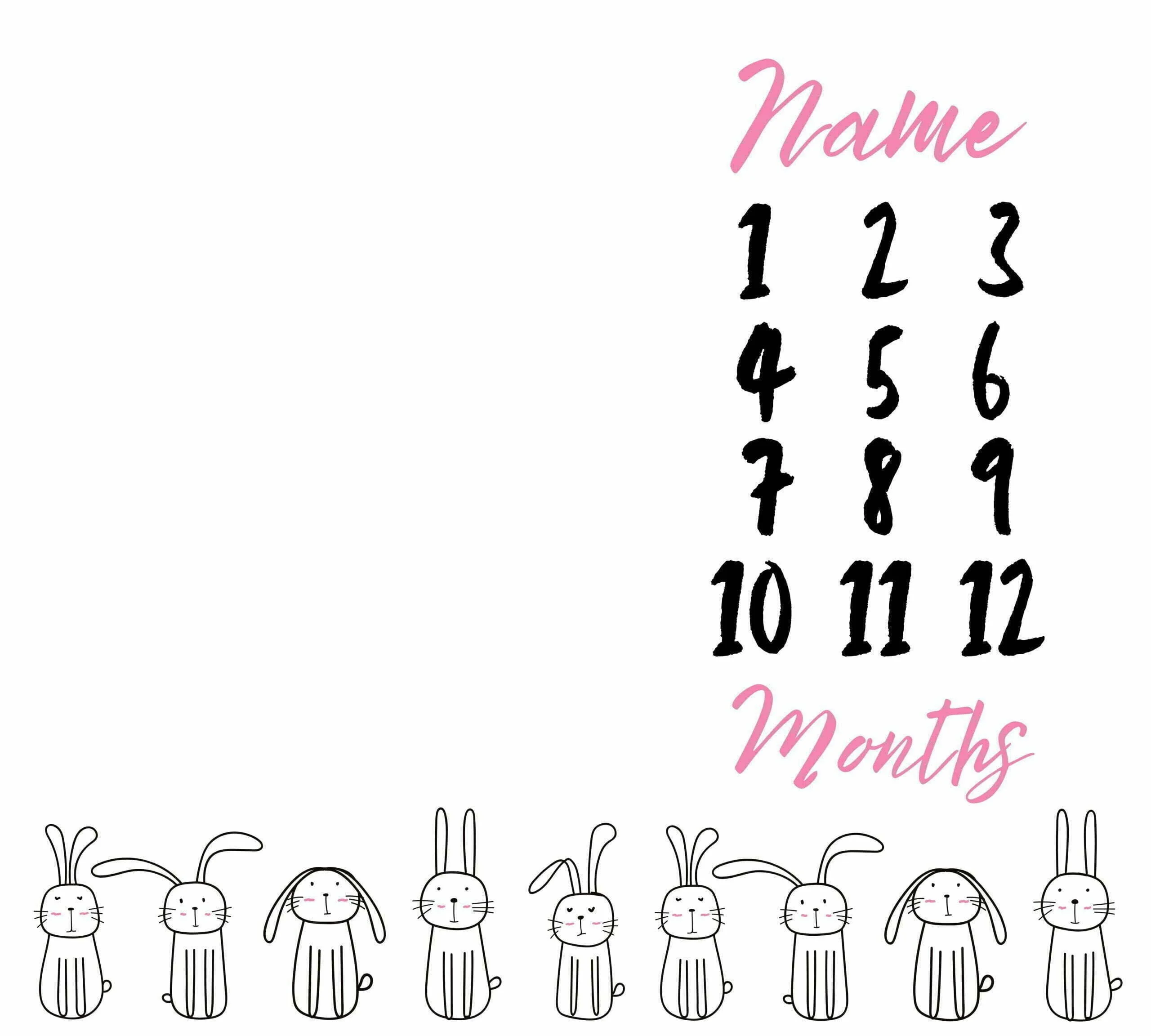 Cute Bunnies for Girls Milestone Blanket