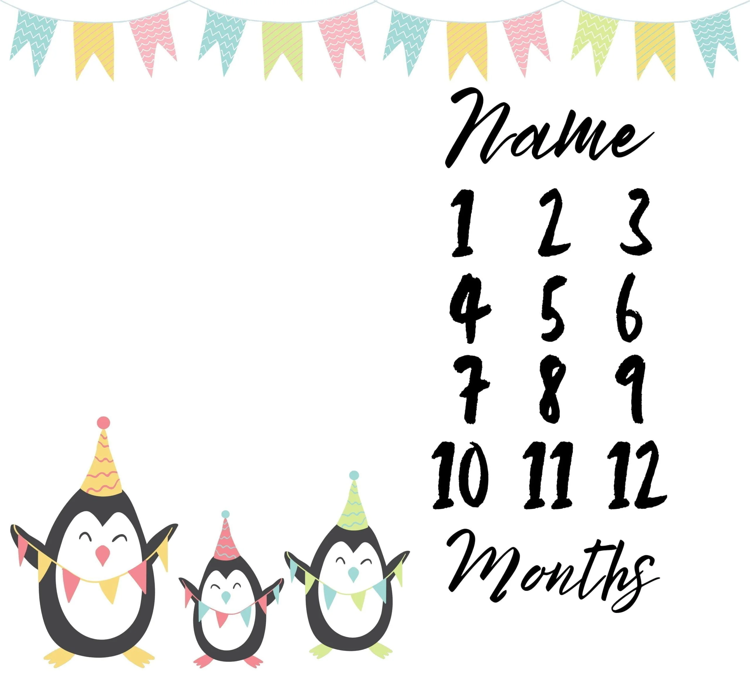 Penguin Milestone Blanket