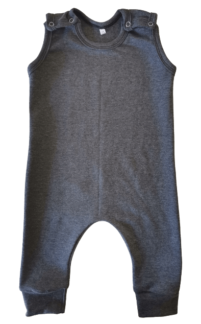 Slouch Romper - 0-3 MONTHS, CHARCOAL