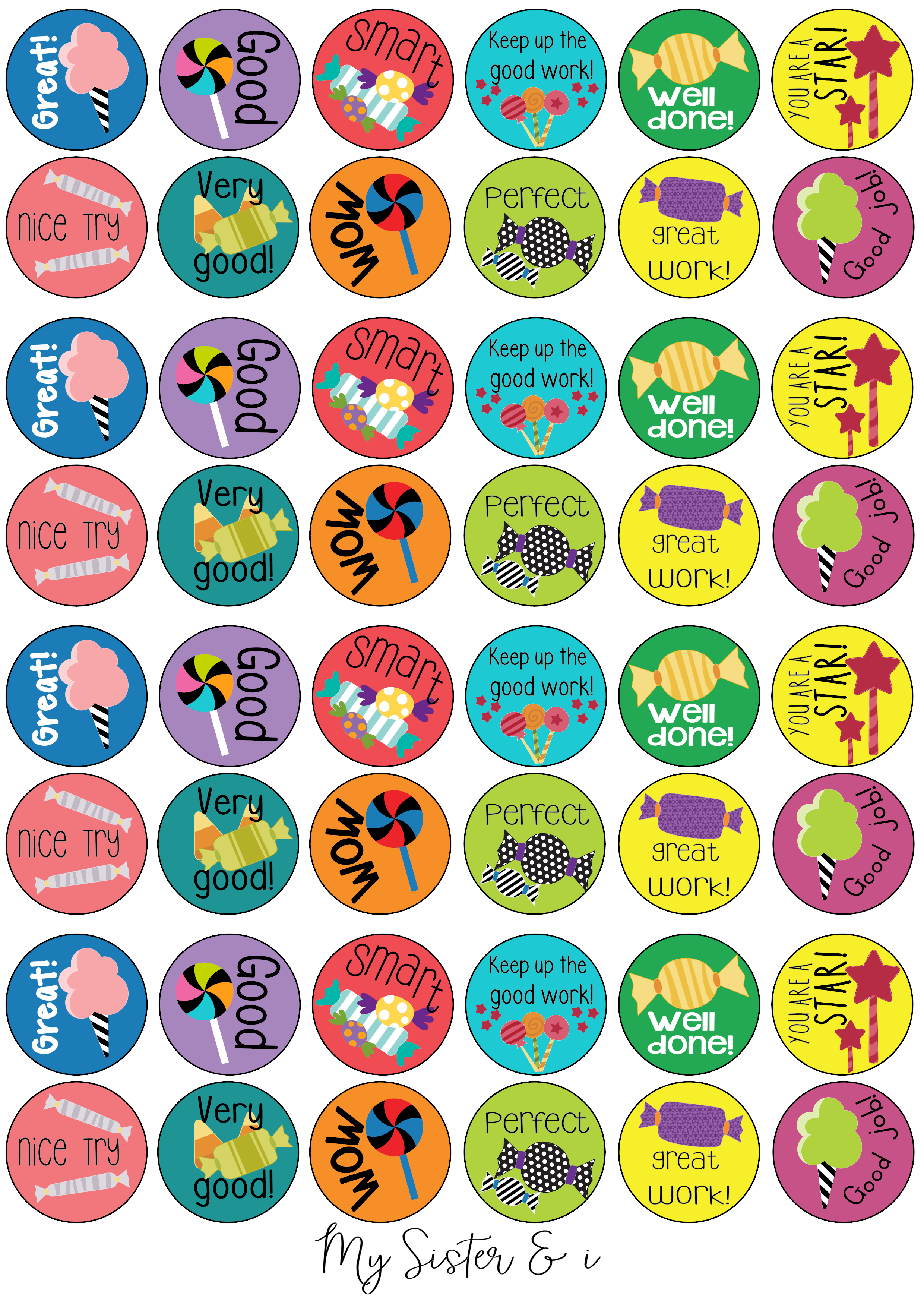 Sweets Theme Reward Stickers