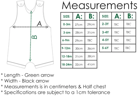 SUMMER ROMPER SIZE CHART
