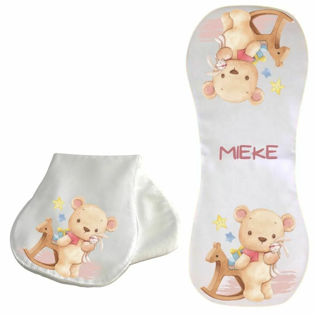 Cute Bear and Rocking Horse Burp Cloth