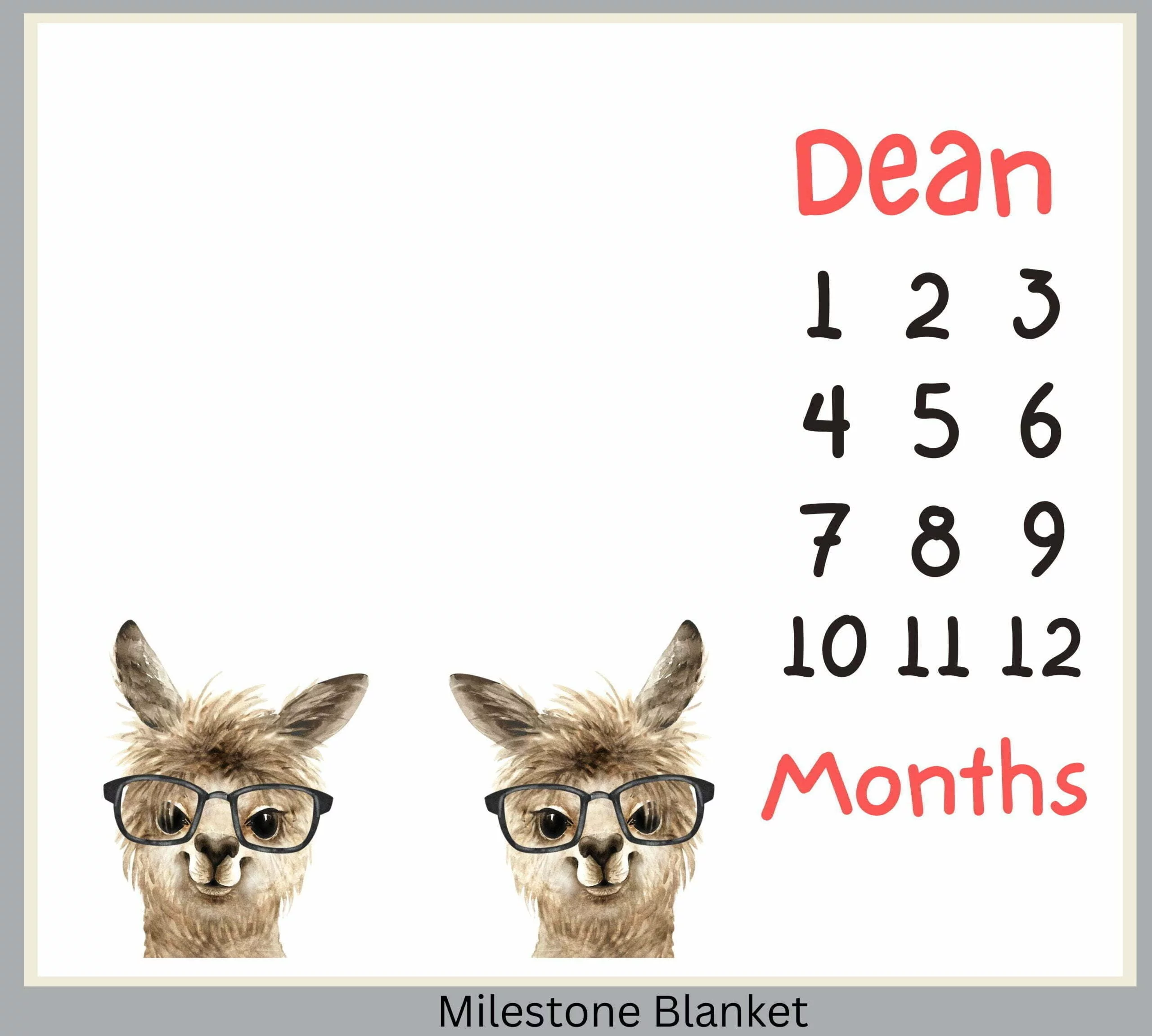 Llama Boys Milestone Blanket Eng