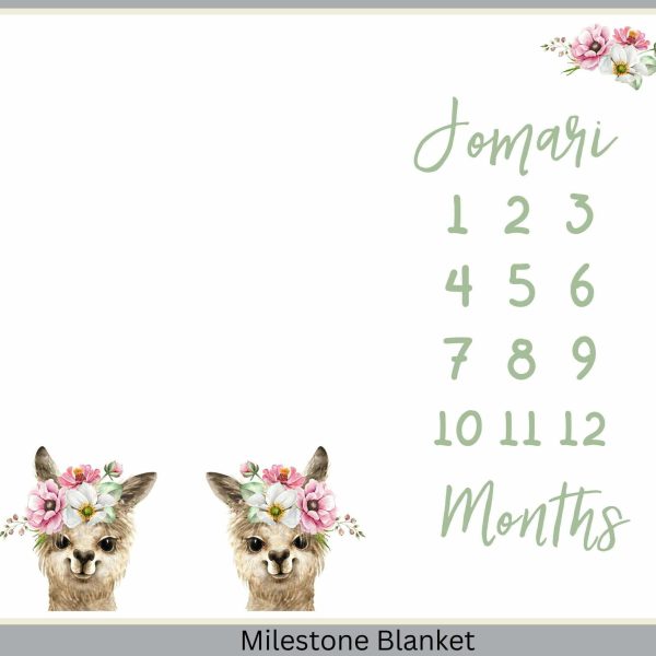 Girly Llama Milestone Blanket Eng