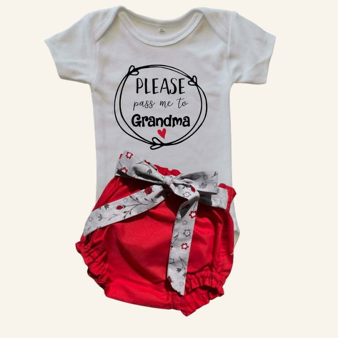Pass me to Grandma puff pant combo - 0-3 MONTHS