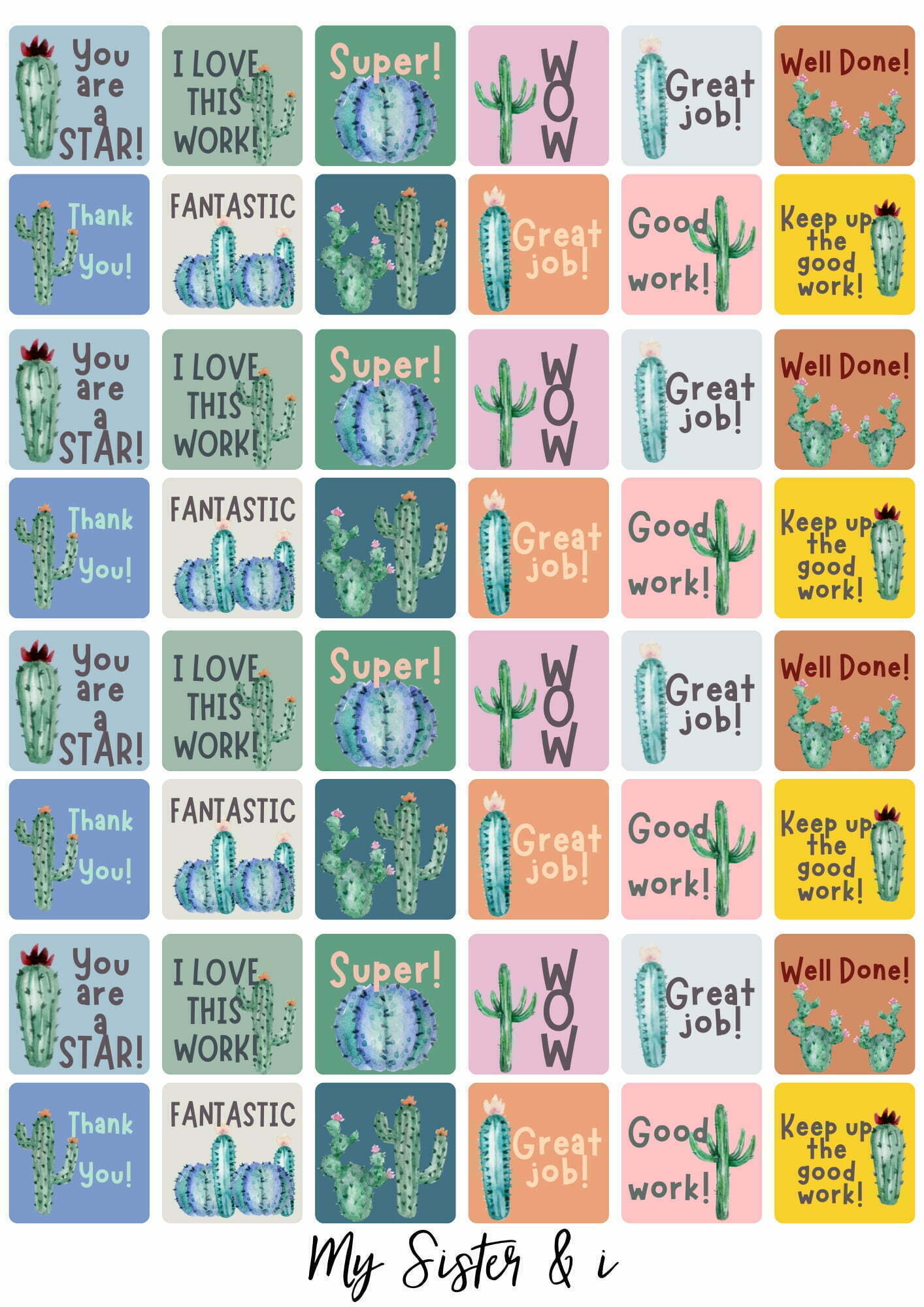 Boho Cactus Stickers