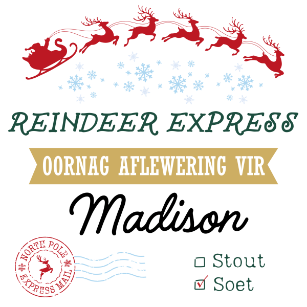 Reindeer Express Christmas Sack Design - Afr