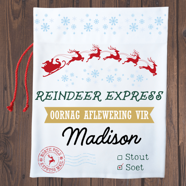 Reindeer Express Christmas Sack Mockup Flat - Afr