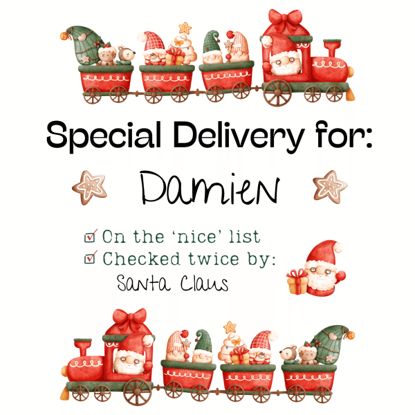 Santa's Train Christmas Sack Design