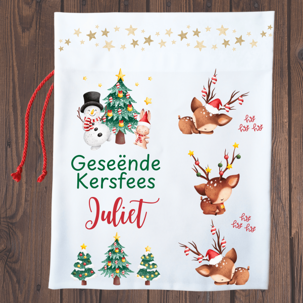 Sleeping Reindeer Christmas Sack Mockup Flat - Afr