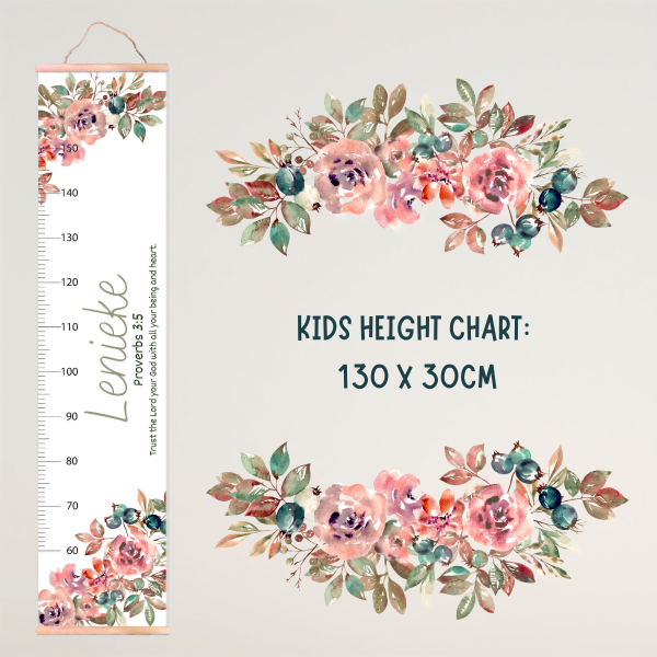 Alternative view of Watercolour Flower Theme 1 Growth Chart