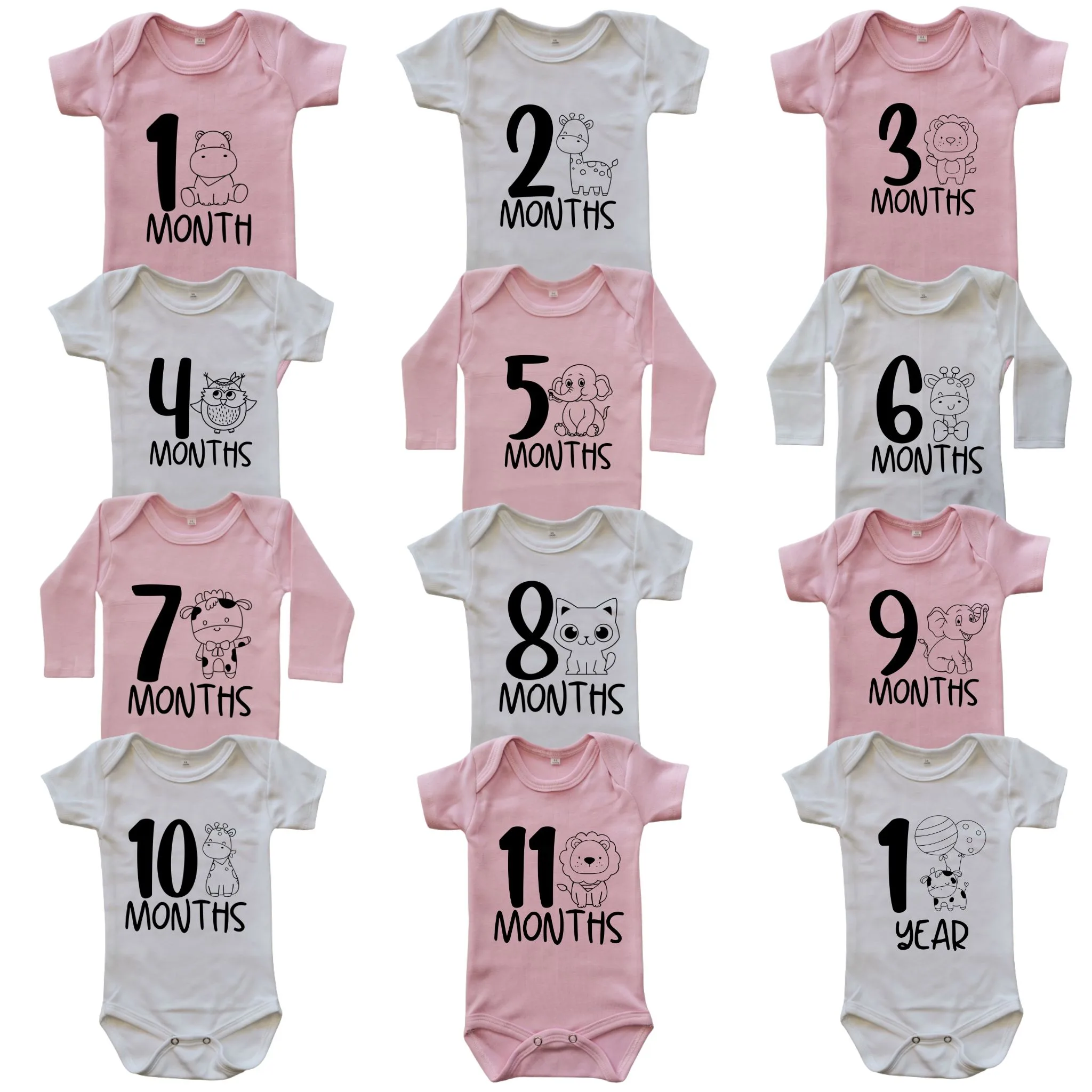 Milestone onesie cute animals