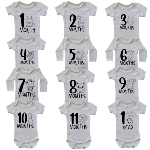 Milestone onesie cute animals 2