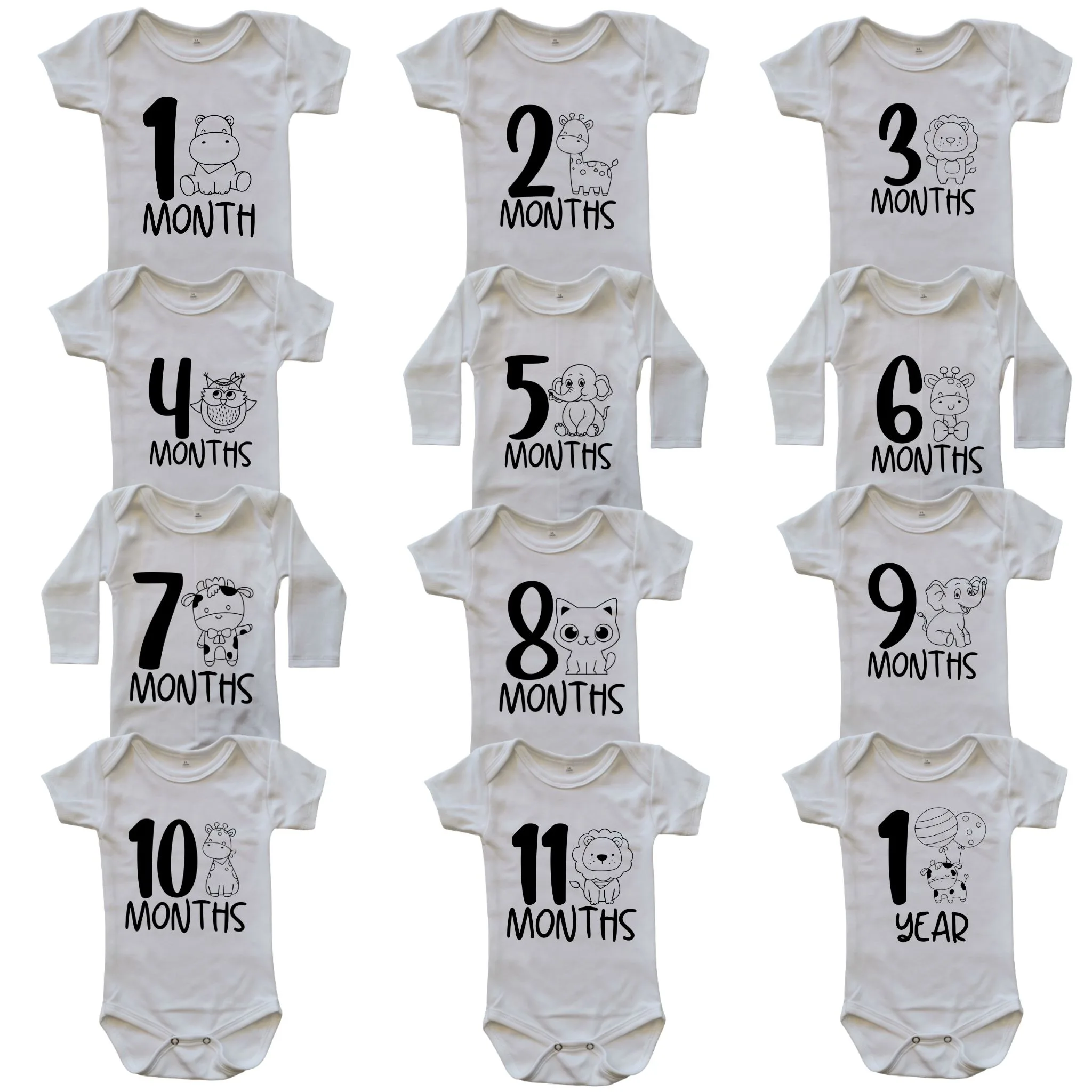 Milestone onesie cute animals 2