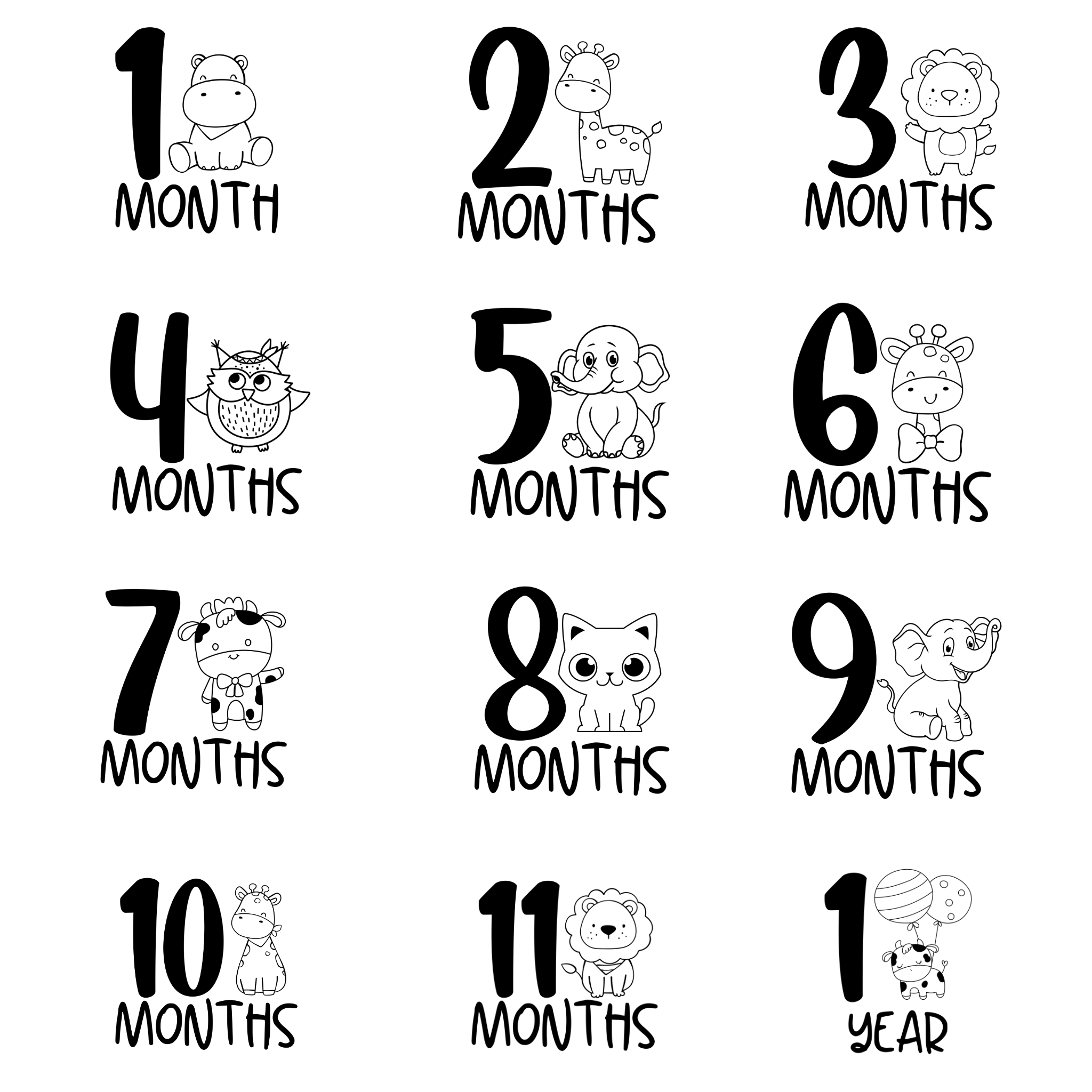 Milestone Onesie Combo Cute Animals My Sister & i