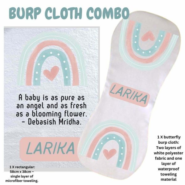 Rainbow and Heart Burp Cloth Combo