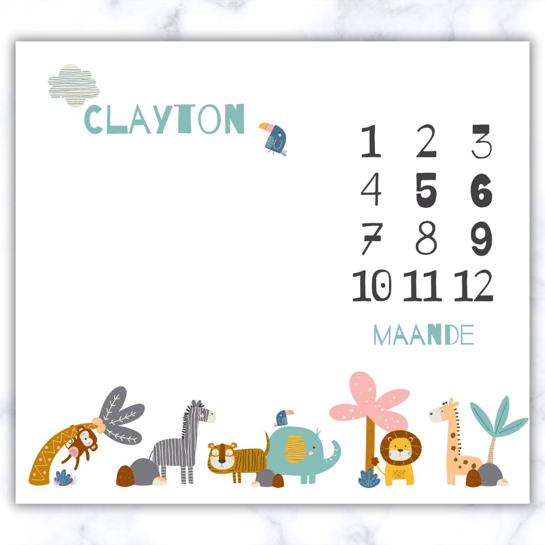 Animal Theme Milestone Blanket - Afr