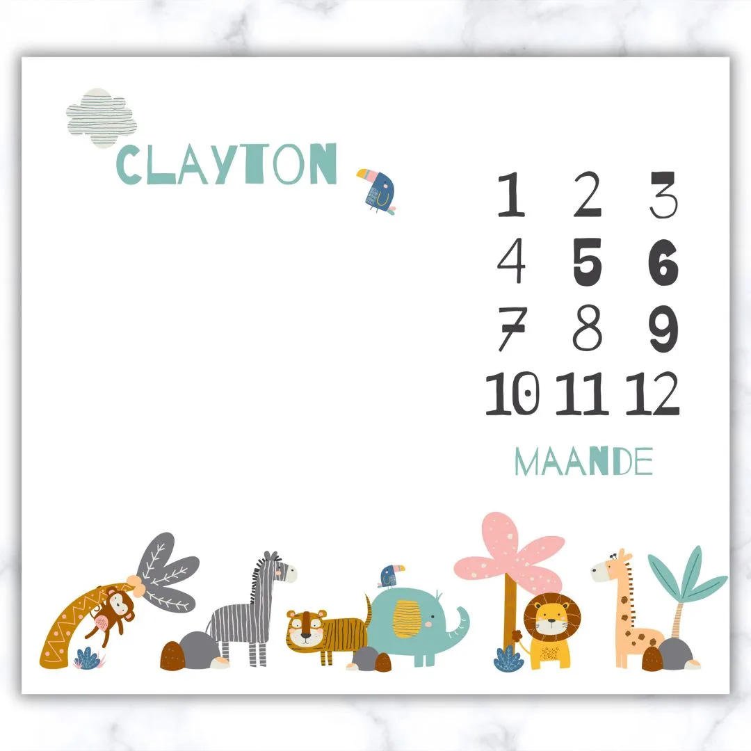 Animal Theme Milestone Blanket - Afr