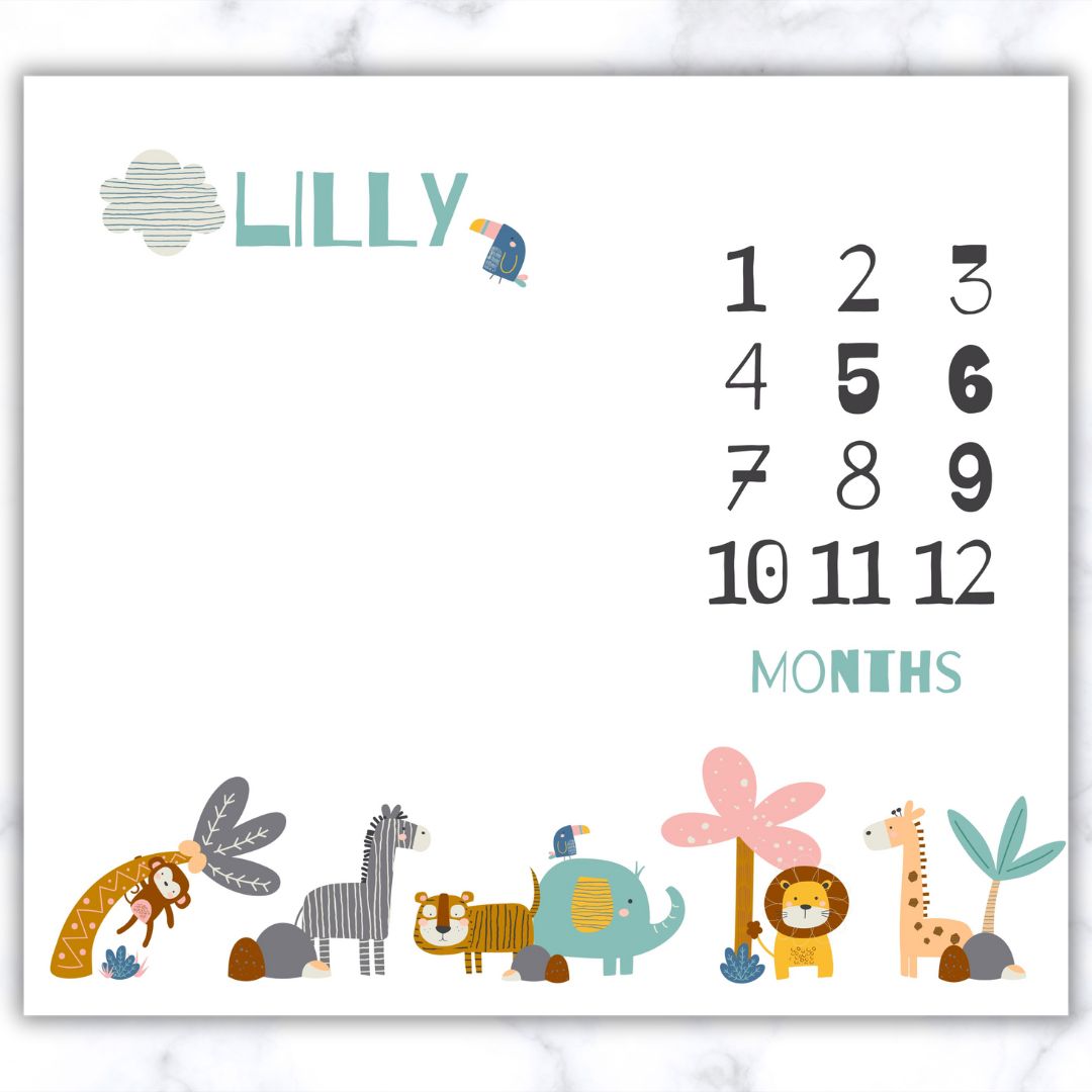 Animal Theme Milestone Blanket - Eng