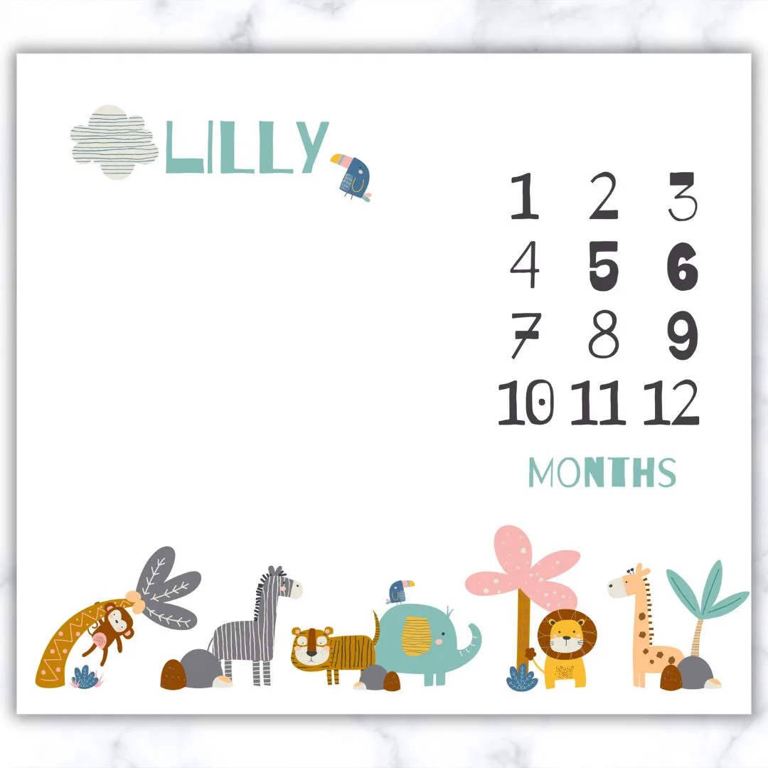Animal Theme Milestone Blanket - Eng